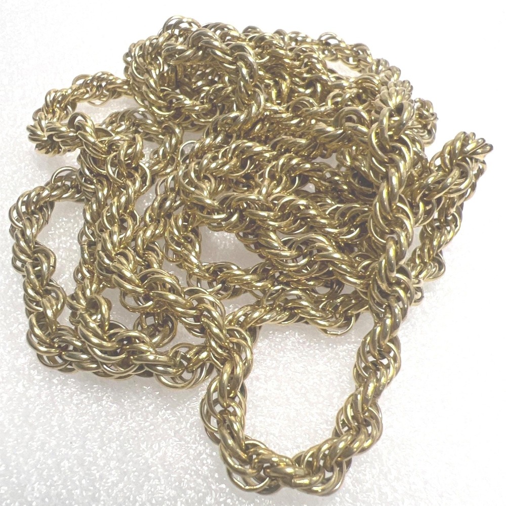 Monet Chunky Chain Twisted Rope 56" Necklace 6.25mm‎ Gold Tone Flapper Gatsby